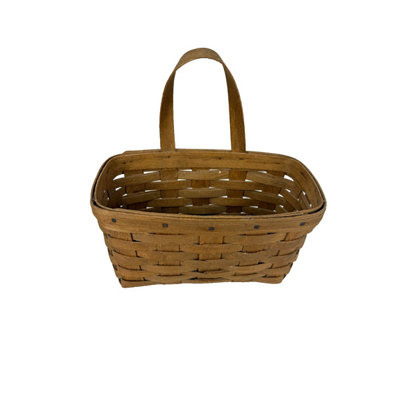 1983 Longaberger Medium Key Basket Dark Stain USA Vintage 9"L x 5"W x 5"H - Picture 1 of 3